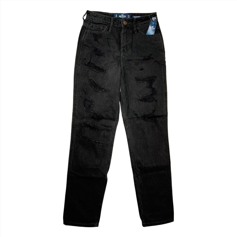 Hollister Ultra High Rise Ripped Mom Jeans in Black – Size 25
